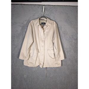 London Fog Women's Zipper Blazer Jacket SZ L Reg White Preowned EUC